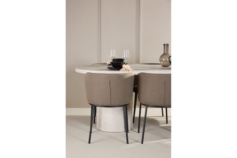 Spisegruppe Narvik 100x200 cm Beige med 6 Edina Stoler Svart / Brun - Svart / Brun - Møbler - Bord - Spisegruppe