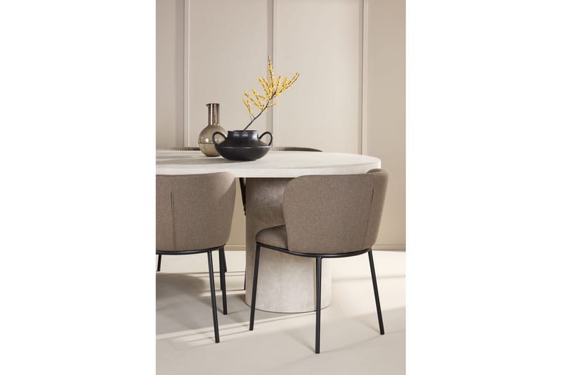 Spisegruppe Narvik 100x200 cm Beige med 6 Edina Stoler Svart / Brun - Svart / Brun - Møbler - Bord - Spisegruppe