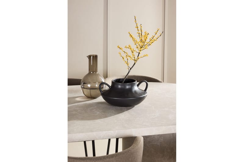 Spisegruppe Narvik 100x200 cm Beige med 6 Edina Stoler Svart / Brun - Svart / Brun - Møbler - Bord - Spisegruppe