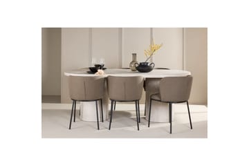 Spisegruppe Narvik 100x200 cm Beige med 6 Edina Stoler Svart / Brun - Svart / Brun - Møbler - Bord - Spisegruppe