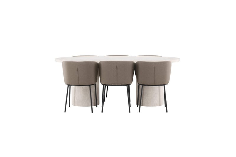 Spisegruppe Narvik 100x200 cm Beige med 6 Edina Stoler Svart / Brun - Svart / Brun - Møbler - Bord - Spisegruppe