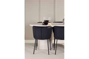 Spisegruppe Narvik 100x200 cm Beige med 6 Edina Stoler Svart - Svart - Møbler - Bord - Spisegruppe