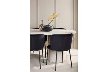 Spisegruppe Narvik 100x200 cm Beige med 6 Edina Stoler Svart - Svart - Møbler - Bord - Spisegruppe