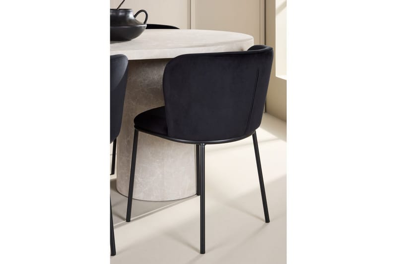 Spisegruppe Narvik 100x200 cm Beige med 6 Edina Stoler Svart - Svart - Møbler - Bord - Spisegruppe