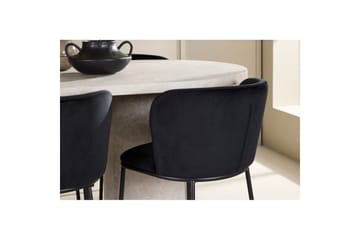 Spisegruppe Narvik 100x200 cm Beige med 6 Edina Stoler Svart - Svart - Møbler - Bord - Spisegruppe