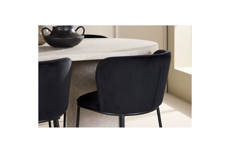 Spisegruppe Narvik 100x200 cm Beige med 6 Edina Stoler Svart - Svart - Møbler - Bord - Spisegruppe