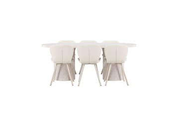 Spisegruppe Narvik 100x200 cm Beige med 6 Lilja Stoler - Møbler - Bord - Spisegruppe