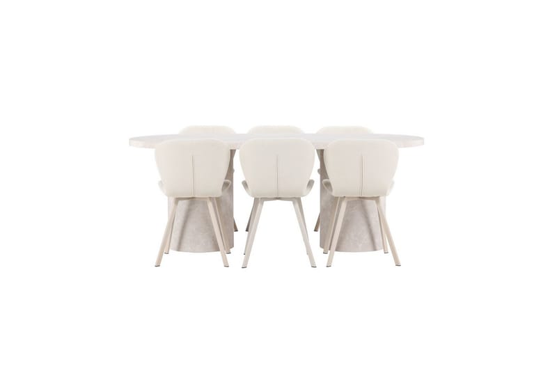 Spisegruppe Narvik 100x200 cm Beige med 6 Lilja Stoler