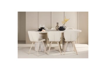 Spisegruppe Narvik 100x200 cm Beige med 6 Lilja Stoler - Møbler - Bord - Spisegruppe