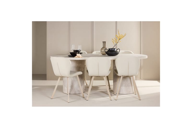 Spisegruppe Narvik 100x200 cm Beige med 6 Lilja Stoler - Møbler - Bord - Spisegruppe