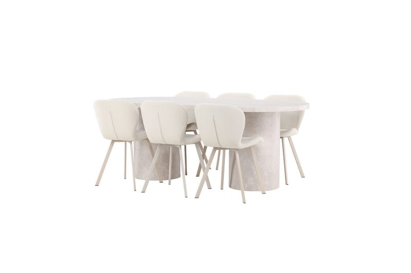 Spisegruppe Narvik 100x200 cm Beige med 6 Lilja Stoler - Møbler - Bord - Spisegruppe