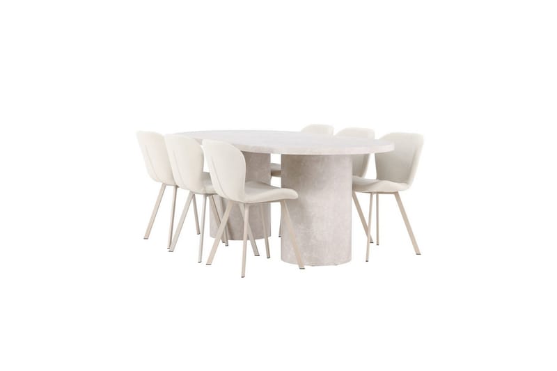 Spisegruppe Narvik 100x200 cm Beige med 6 Lilja Stoler - Møbler - Bord - Spisegruppe