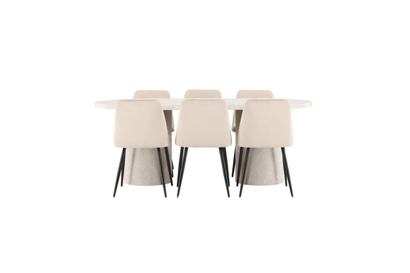 Spisegruppe Narvik 100x200 cm Beige med 6 Night Stoler