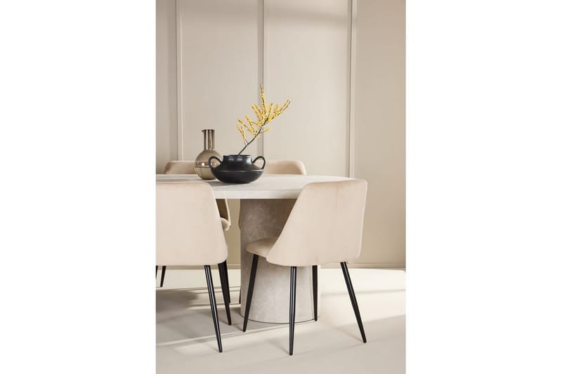 Spisegruppe Narvik 100x200 cm Beige med 6 Night Stoler - Møbler - Bord - Spisegruppe