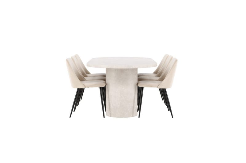 Spisegruppe Narvik 100x200 cm Beige med 6 Night Stoler - Møbler - Bord - Spisegruppe