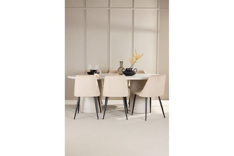 Spisegruppe Narvik 100x200 cm Beige med 6 Night Stoler - Møbler - Bord - Spisegruppe