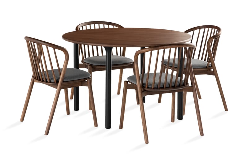 Spisegruppe Neandir 120 cm Rund inkl. 4 Neandir Stoler - Spisegruppe