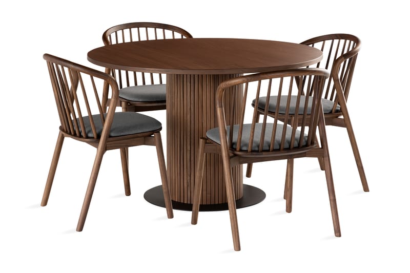 Spisegruppe Neandir 120 cm Rund inkl. 4 Neandir Stoler - Spisegruppe
