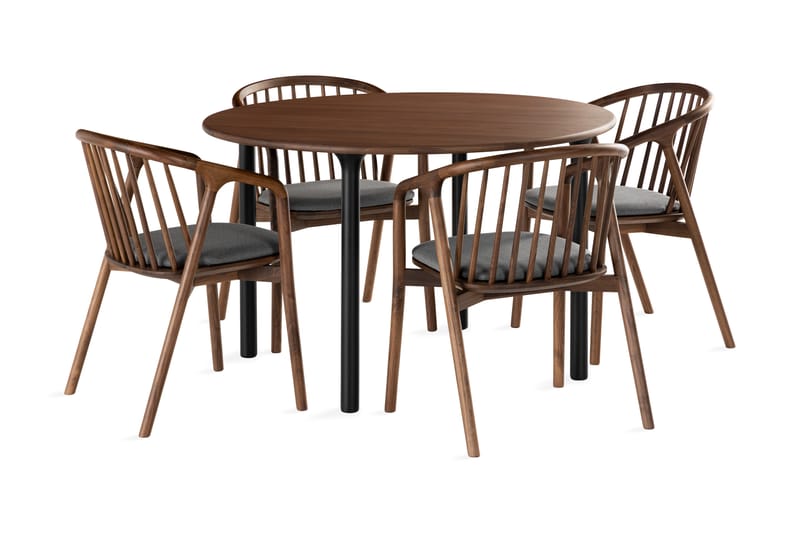 Spisegruppe Neandir 120 cm Rund inkl. 4 Neandir Stoler - Spisegruppe