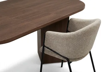 Spisegruppe Nordure Dano uttrekkbart spisebord 160–200 cm med 6 Filip spisestoler Greige - Møbler - Bord - Spisegruppe