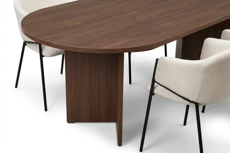 Spisegruppe Nordure Dano uttrekkbart spisebord 160–200 cm med 6 Filip spisestoler Vit - Møbler - Bord - Spisegruppe