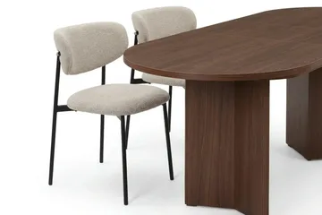 Spisegruppe Nordure Dano uttrekkbart spisebord 160–200 cm med 6 Lucy spisestoler Greige - Møbler - Bord - Spisegruppe
