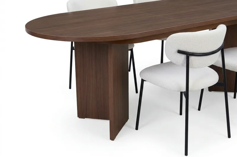 Spisegruppe Nordure Dano uttrekkbart spisebord 160–200 cm med 6 Lucy spisestoler Vit - Møbler - Bord - Spisegruppe