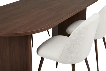 Spisegruppe Nordure Dano uttrekkbart spisebord 160–200 cm med 6 Nibe Plus spisestoler Vit - Møbler - Bord - Spisegruppe
