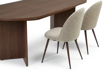 Spisegruppe Nordure Dano uttrekkbart spisebord 160–200 cm med 6 Nibe Plus spisestoler Greige - Møbler - Bord - Spisegruppe