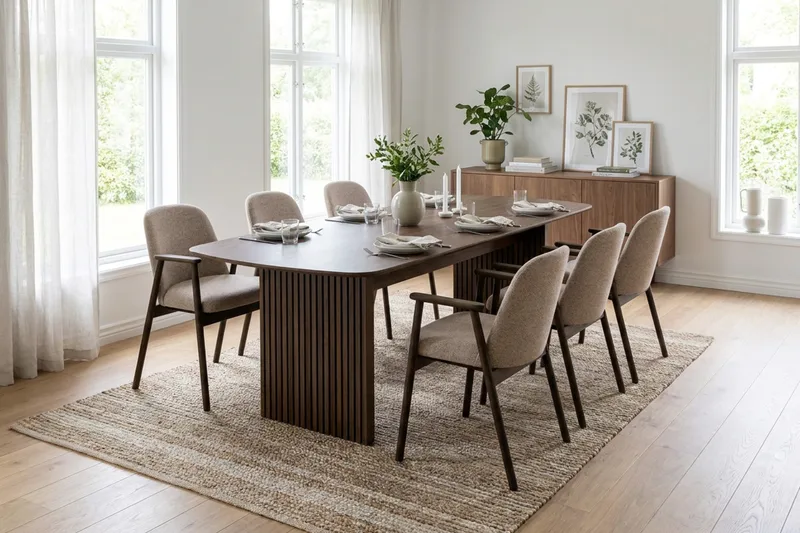 Spisegruppe Richeto 210 cm Røkt eik Mørkebrun/Greige 6 - Røkt eik - Møbler - Bord - Spisegruppe