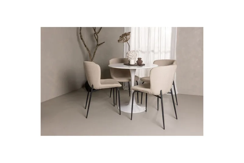 Spisegruppe Rund spisegruppe Hamden, Modesto Beige - Beige - Møbler - Bord - Spisegruppe