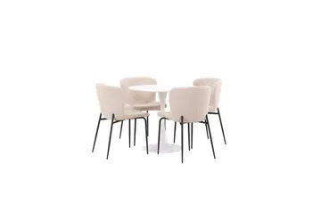 Spisegruppe Rund spisegruppe Hamden, Modesto Beige - Beige - Møbler - Bord - Spisegruppe