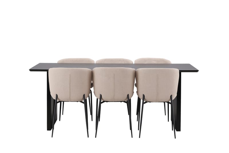 Spisegruppe Sicharo 200 cm Rektangulær med 6 Habesh Stoler - Svart - Møbler - Bord - Spisegruppe