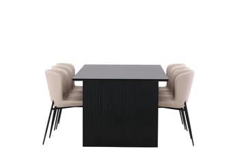 Spisegruppe Sicharo 200 cm Rektangulær med 6 Habesh Stoler - Svart - Møbler - Bord - Spisegruppe