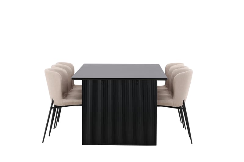 Spisegruppe Sicharo 200 cm Rektangulær med 6 Habesh Stoler - Svart - Møbler - Bord - Spisegruppe