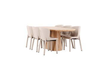 Spisegruppe Stjärnö 200x90 cm Natur med 6 stk Astoria Stoler Beige - Beige - Møbler - Bord - Spisegruppe