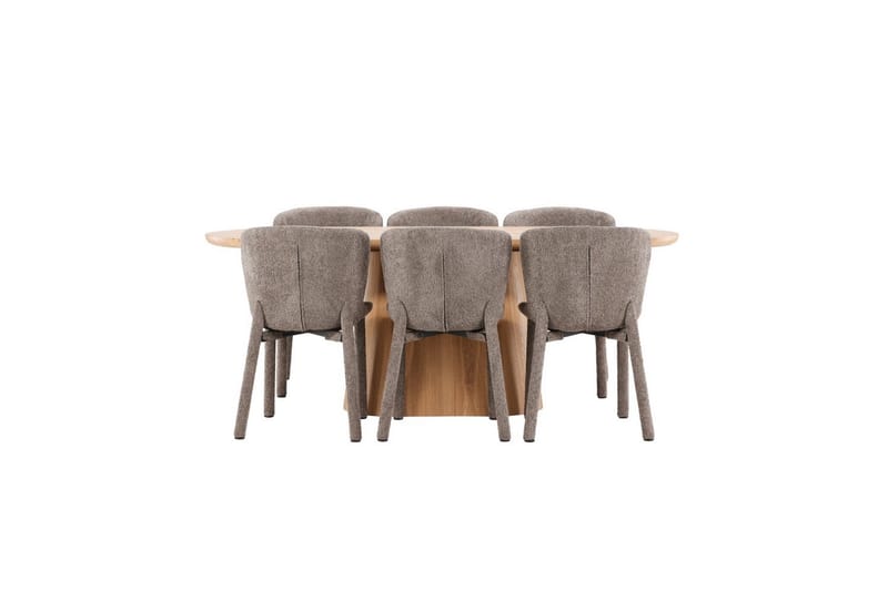Spisegruppe Stjärnö 200x90 cm Natur med 6 stk Astoria Stoler Brun - Brun - Møbler - Bord - Spisegruppe