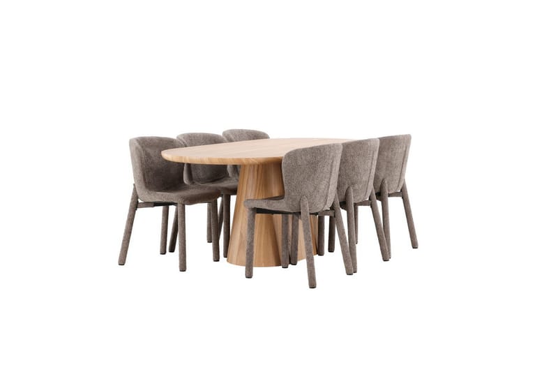 Spisegruppe Stjärnö 200x90 cm Natur med 6 stk Astoria Stoler Brun - Brun - Møbler - Bord - Spisegruppe
