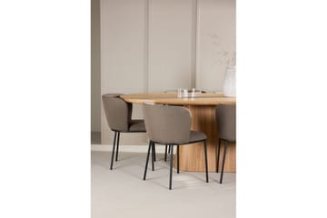Spisegruppe Stjärnö 200x90 cm Natur med 6 stk Edina Stoler Svart / Brun - Svart / Brun - Møbler - Bord - Spisegruppe