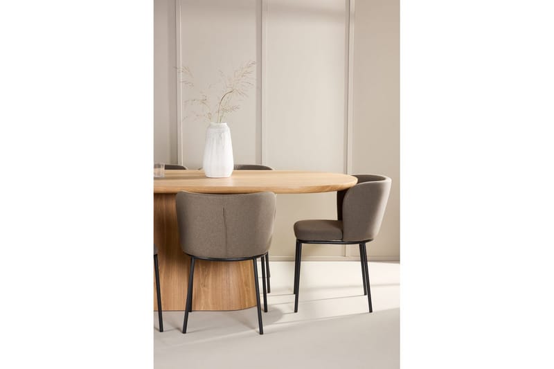 Spisegruppe Stjärnö 200x90 cm Natur med 6 stk Edina Stoler Svart / Brun - Svart / Brun - Møbler - Bord - Spisegruppe