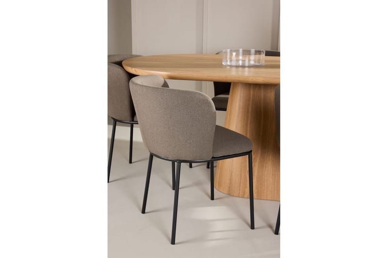 Spisegruppe Stjärnö 200x90 cm Natur med 6 stk Edina Stoler Svart / Brun - Svart / Brun - Møbler - Bord - Spisegruppe