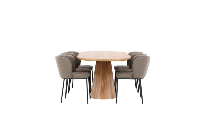 Spisegruppe Stjärnö 200x90 cm Natur med 6 stk Edina Stoler Svart / Brun - Svart / Brun - Møbler - Bord - Spisegruppe