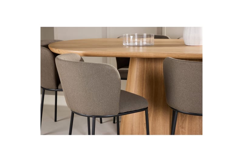 Spisegruppe Stjärnö 200x90 cm Natur med 6 stk Edina Stoler Svart / Brun - Svart / Brun - Møbler - Bord - Spisegruppe