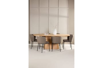 Spisegruppe Stjärnö 200x90 cm Natur med 6 stk Edina Stoler Svart / Brun - Svart / Brun - Møbler - Bord - Spisegruppe