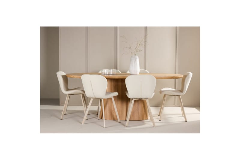 Spisegruppe Stjärnö 200x90 cm Natur med 6 stk Lilja Stoler - Møbler - Bord - Spisegruppe