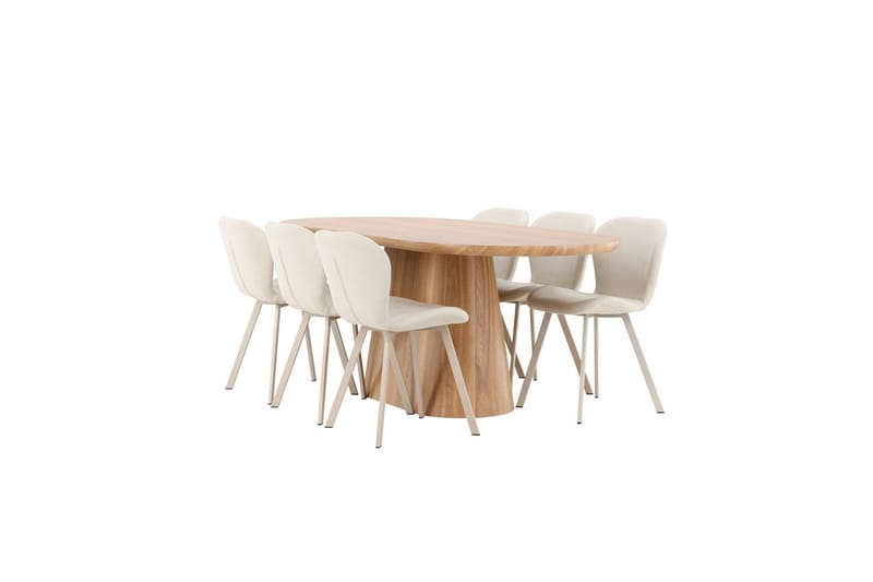 Spisegruppe Stjärnö 200x90 cm Natur med 6 stk Lilja Stoler - Møbler - Bord - Spisegruppe
