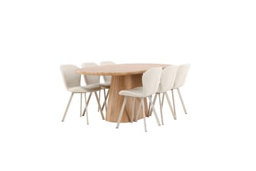 Spisegruppe Stjärnö 200x90 cm Natur med 6 stk Lilja Stoler - Møbler - Bord - Spisegruppe
