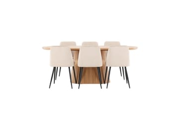 Spisegruppe Stjärnö 200x90 cm Natur med 6 stk Night Stoler - Møbler - Bord - Spisegruppe