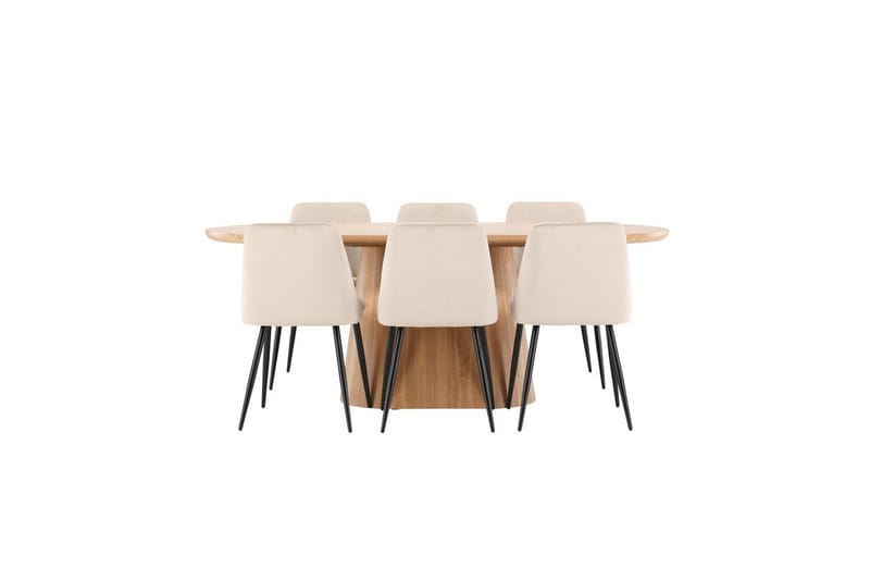 Spisegruppe Stjärnö 200x90 cm Natur med 6 stk Night Stoler - Møbler - Bord - Spisegruppe