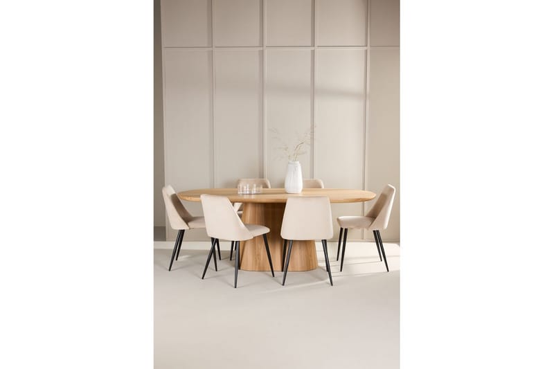 Spisegruppe Stjärnö 200x90 cm Natur med 6 stk Night Stoler - Møbler - Bord - Spisegruppe